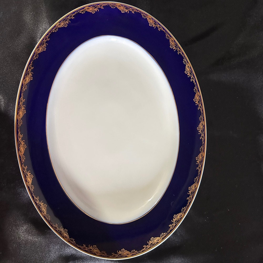 Rosenthal Classic Rose Frederick the Great Cobalt Gold Oval Platter 12.5"Germany